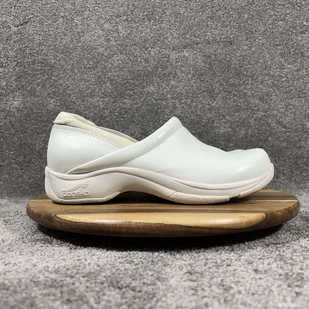 Dansko White Slip-On Leather Clog Mule